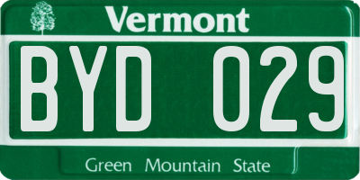 VT license plate BYD029