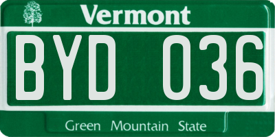 VT license plate BYD036