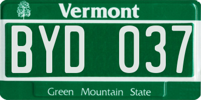 VT license plate BYD037