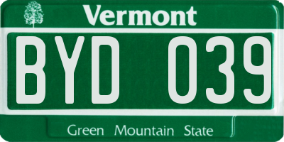 VT license plate BYD039