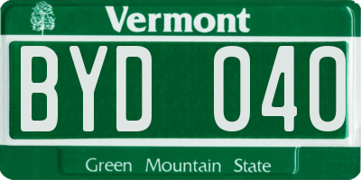 VT license plate BYD040