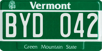 VT license plate BYD042