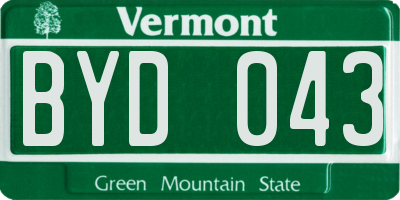 VT license plate BYD043