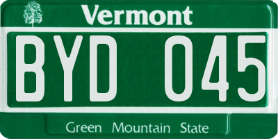 VT license plate BYD045