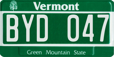 VT license plate BYD047
