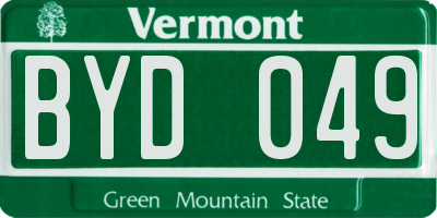 VT license plate BYD049