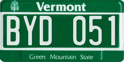 VT license plate BYD051