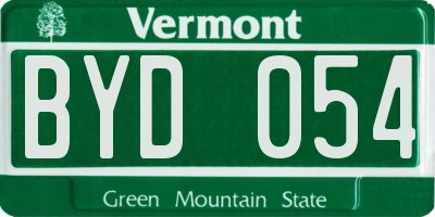 VT license plate BYD054