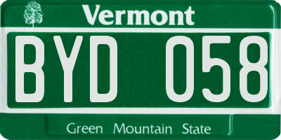 VT license plate BYD058