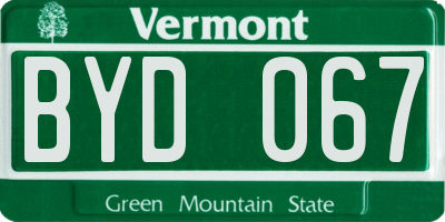 VT license plate BYD067