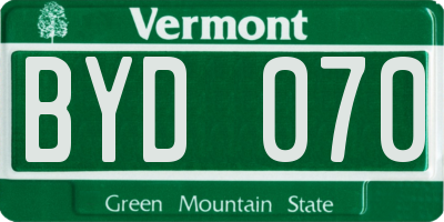 VT license plate BYD070