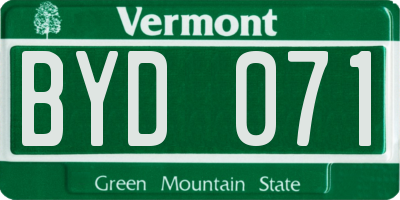 VT license plate BYD071