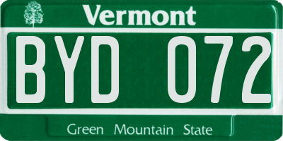 VT license plate BYD072