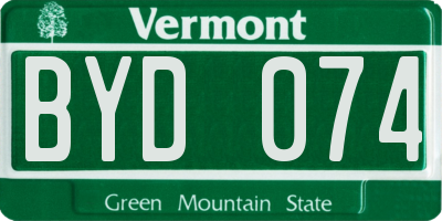 VT license plate BYD074