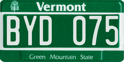VT license plate BYD075