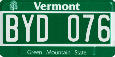 VT license plate BYD076