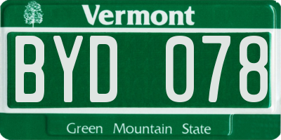 VT license plate BYD078