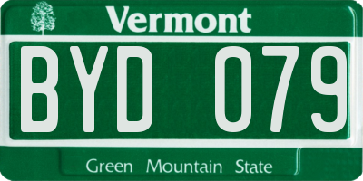 VT license plate BYD079