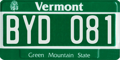 VT license plate BYD081