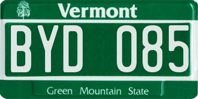 VT license plate BYD085