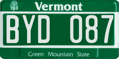 VT license plate BYD087