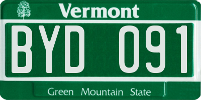 VT license plate BYD091