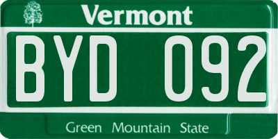 VT license plate BYD092