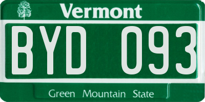 VT license plate BYD093