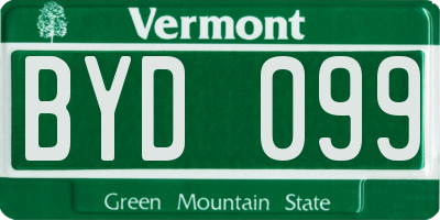 VT license plate BYD099