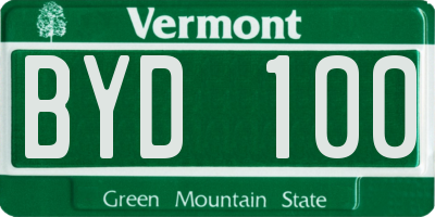 VT license plate BYD100