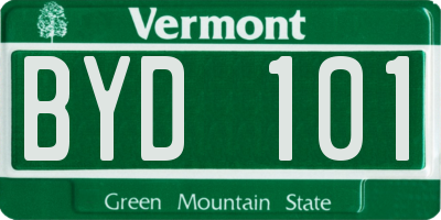 VT license plate BYD101