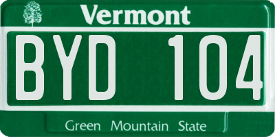 VT license plate BYD104