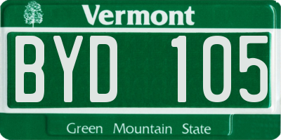 VT license plate BYD105