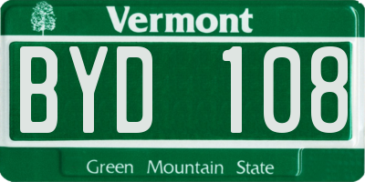 VT license plate BYD108
