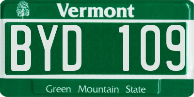 VT license plate BYD109