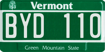 VT license plate BYD110