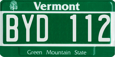 VT license plate BYD112