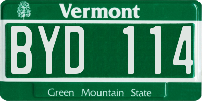 VT license plate BYD114