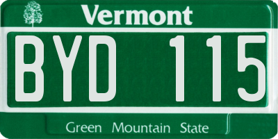 VT license plate BYD115