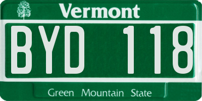 VT license plate BYD118