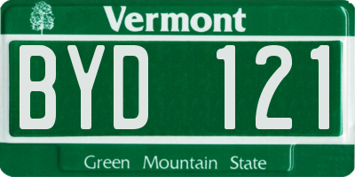VT license plate BYD121