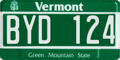 VT license plate BYD124