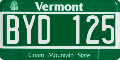 VT license plate BYD125