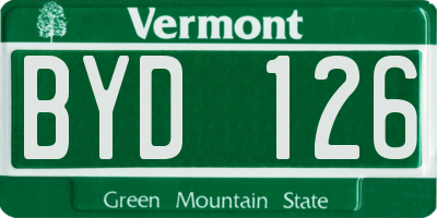 VT license plate BYD126