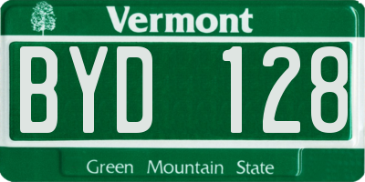 VT license plate BYD128