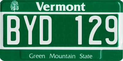 VT license plate BYD129