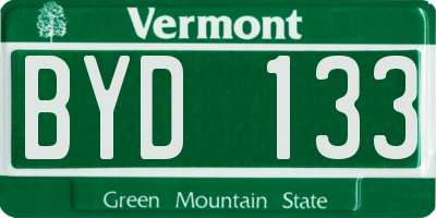 VT license plate BYD133