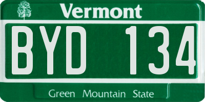 VT license plate BYD134