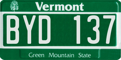 VT license plate BYD137