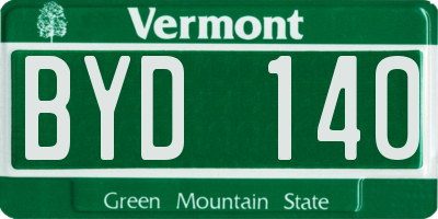 VT license plate BYD140